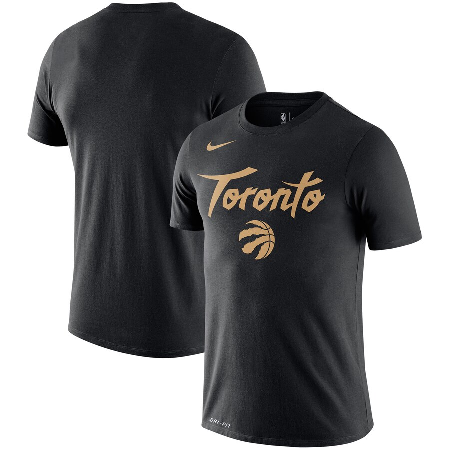 Men 2020 NBA Nike Toronto Raptors Black City Edition Logo DFCT Performance TShirt->nba t-shirts->Sports Accessory